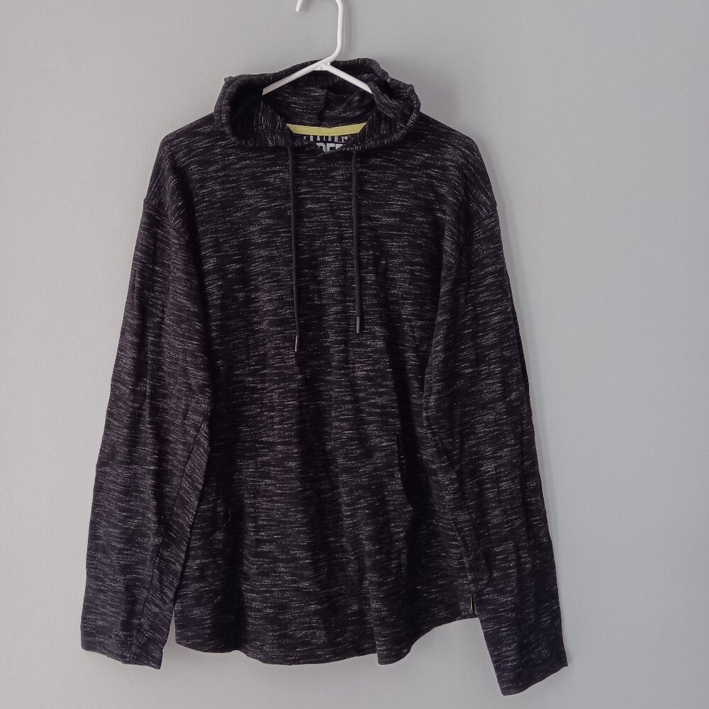 Straight Faded Hoodie Long Sleeved Hand Pocket Heather Charcoal Grey Black XL